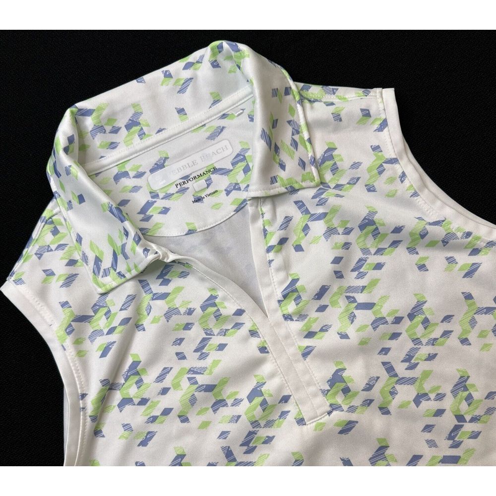 NEW Pebble Beach Performance MEDIUM Sleeveless Golf Polo Multicolor ~ EXCELLENT